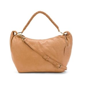 Made in India NWT Leather Braided Hobo Bag in Camel Removable Shoulder Strap